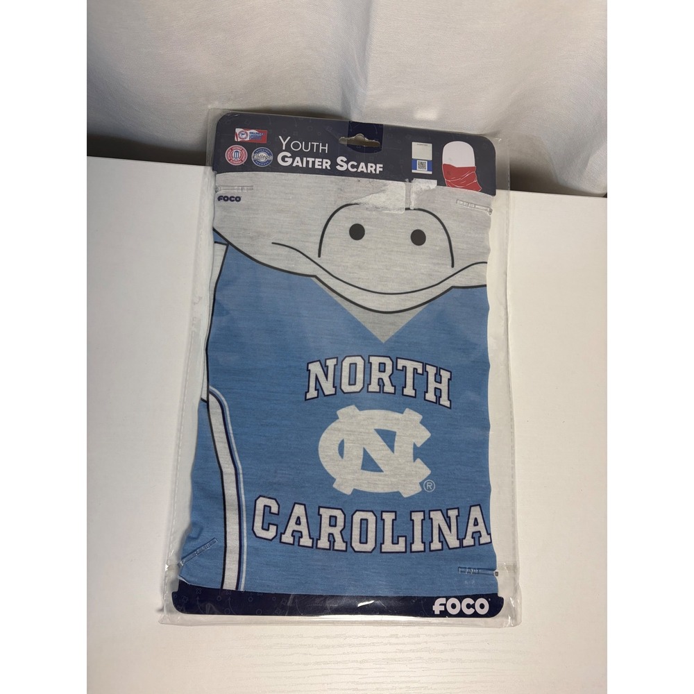 FOCO North Carolina Tar Heels Youth Gaiter Scarf UNC Blue Grey Face Cover NEW